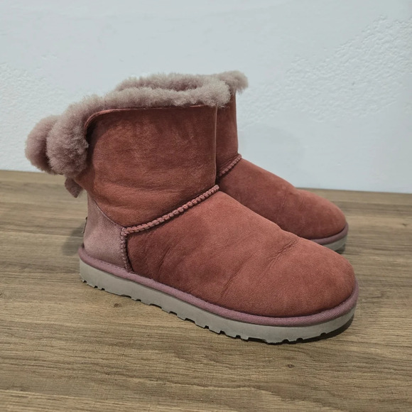 UGG mini Bailey bow corduroy boots dark red‎ - Picture 4 of 11